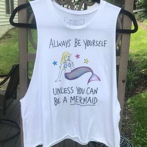 mermaid graphic muscle tee